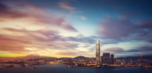 Beautiful Hong Kong Skyline at Sunset Wallpaper