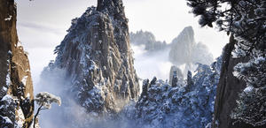 The stunning winter landscape in Huangshan China