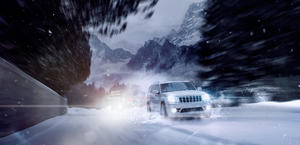 SRT-8 caught overtaking a truck somewhere in Alps HD wallpaper