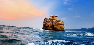 Cliffs in the midst of Waves by Clonebird HD Wallpaper