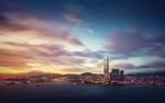 Beautiful Hong Kong Skyline at Sunset Wallpaper