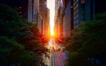 Manhattanhenge in New York, USA HD Wallpaper