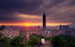 Warm Sunset Taipei Taiwan Background