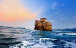 Cliffs in the midst of Waves by Clonebird HD Wallpaper