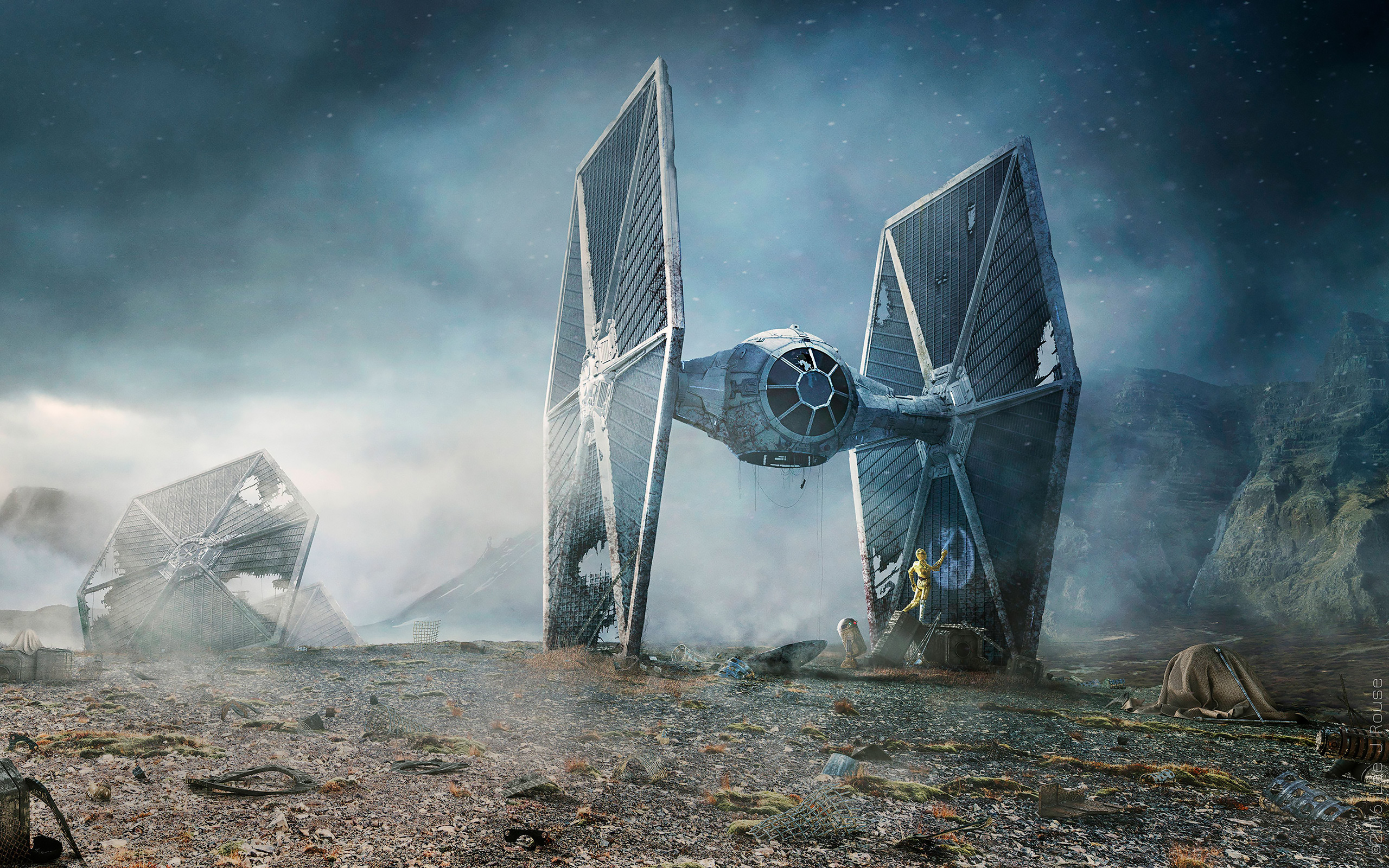 Daily Wallpaper: Star Wars: TIE Fighter Crash Landing I Daily Wallpaper: Star Wars: TIE Fighter Crash Landing I
